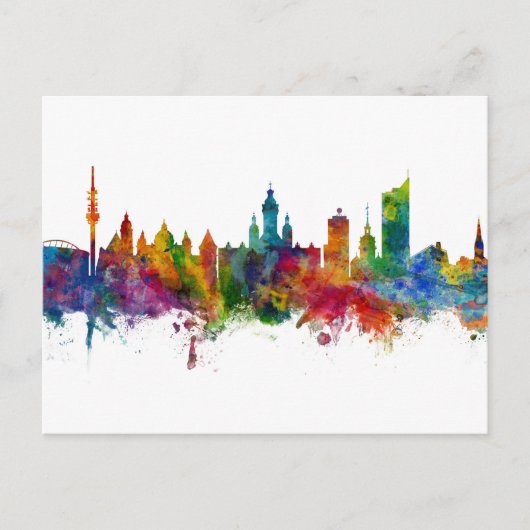 Leipzig Duitsland Skyline Briefkaart (Voorkant)