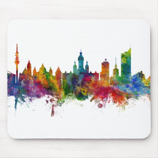 Leipzig Duitsland Skyline Muismat (Voorkant)