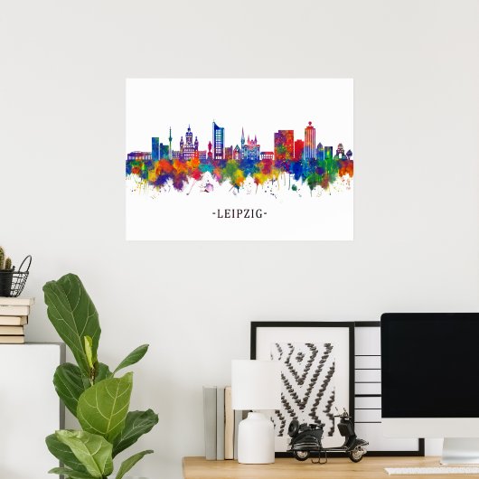 Leipzig Duitsland Skyline Poster (Thuiskantoor)