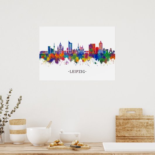 Leipzig Duitsland Skyline Poster (Keuken)