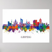 Leipzig Duitsland Skyline Poster (Voorkant)