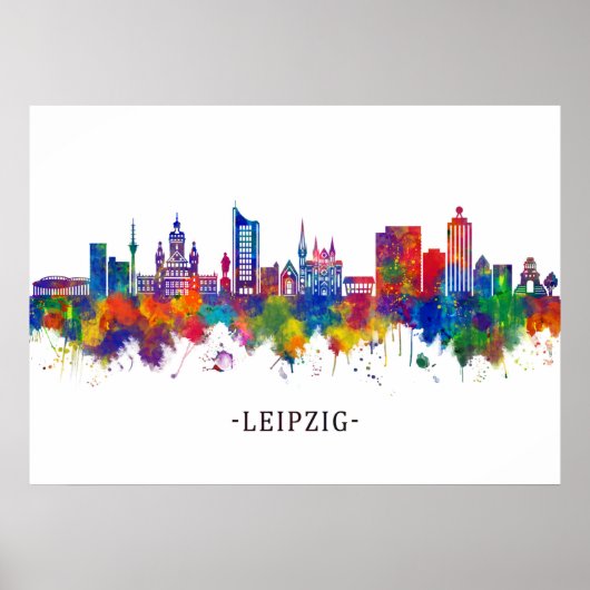 Leipzig Duitsland Skyline Poster (Voorkant)