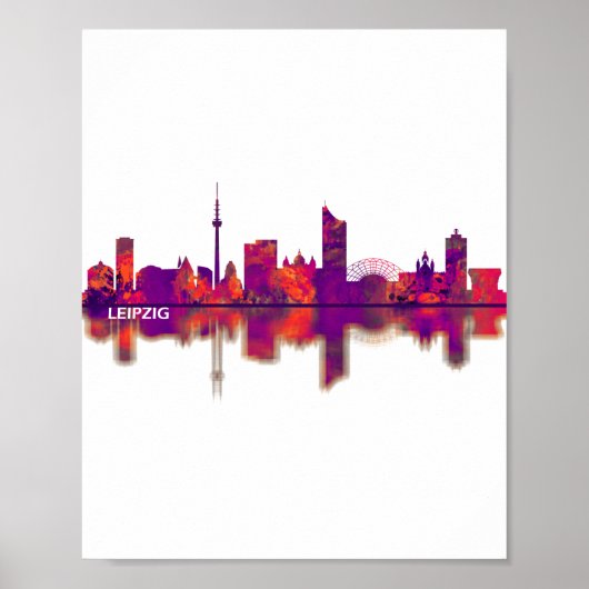 Leipzig Duitsland Skyline Poster (Voorkant)