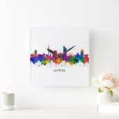 Leipzig Duitsland Skyline Vierkante Klok (Huis)