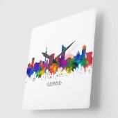 Leipzig Duitsland Skyline Vierkante Klok (Hoek)