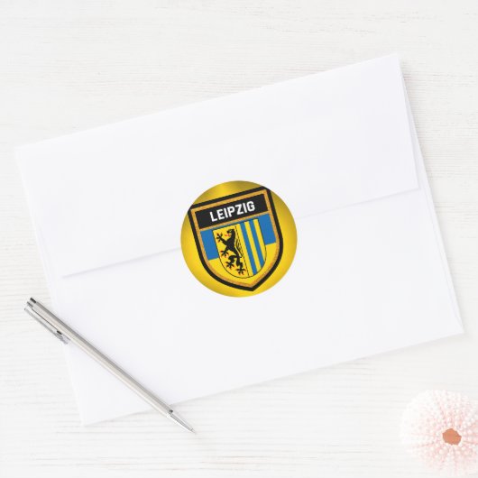 Leipzig Flag Ronde Sticker (Envelop)