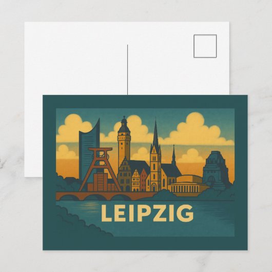 Leipzig Germany City Art Briefkaart (Voorkant / Achterkant)