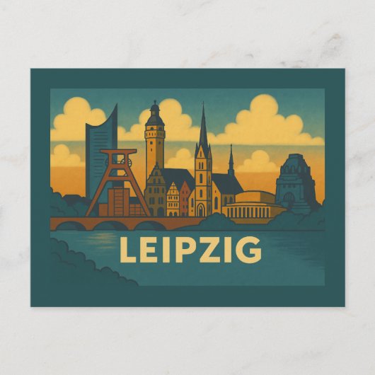 Leipzig Germany City Art Briefkaart (Voorkant)