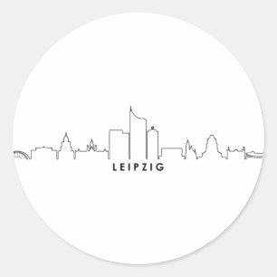 LEIPZIG Germany City Skyline Silhouette Ronde Sticker