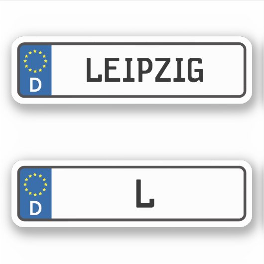 Leipzig kennzeichen, Duits Bord voor het rijbewijs Sticker (Voorkant)