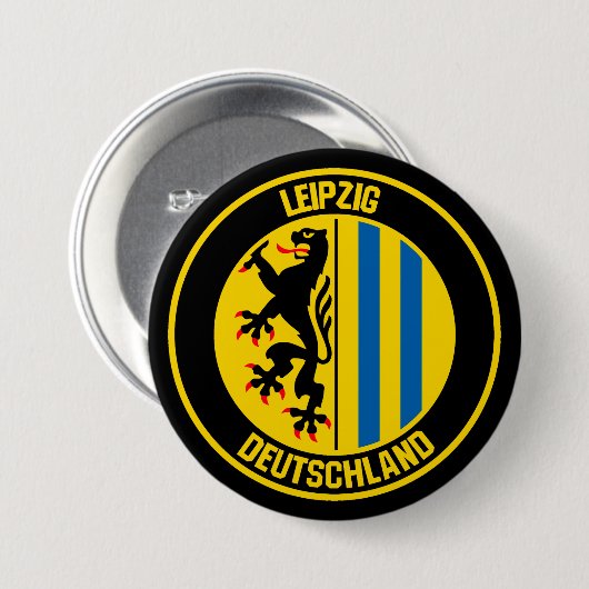 Leipzig Round Emblem Ronde Button 7,6 Cm (Voorkant /achterkant)