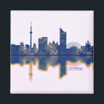 Leipzig Skyline Magneet<br><div class="desc">Dark Blue Skyline van Leipzig,  de dichtstbevolkte stad van de Duitse deelstaat Saksen</div>