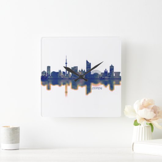 Leipzig Skyline Vierkante Klok (Huis)