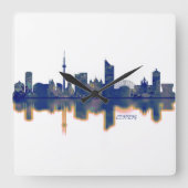 Leipzig Skyline Vierkante Klok (Voorkant)