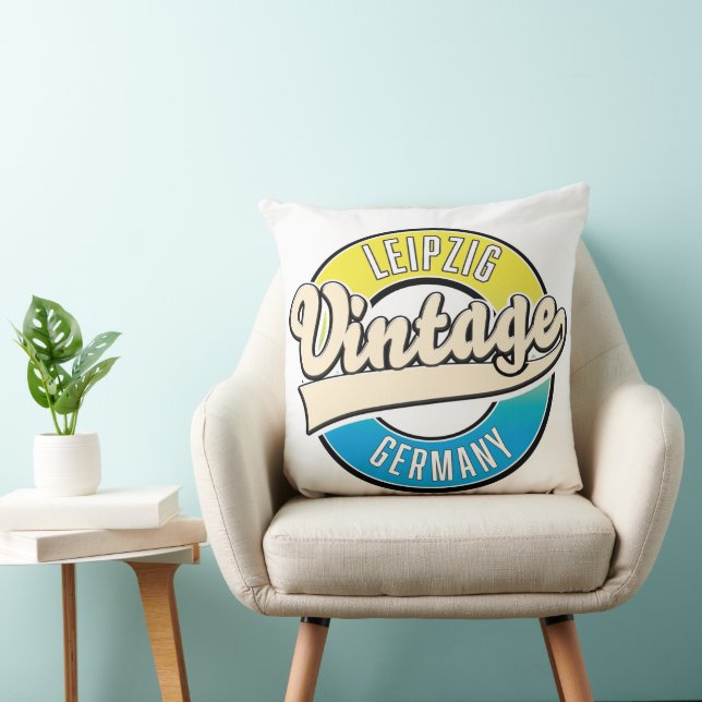 Leipzig vintage stijl logo. kussen (Stoel)