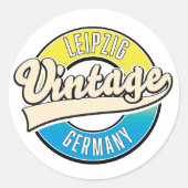 Leipzig vintage stijl logo. ronde sticker (Voorkant)
