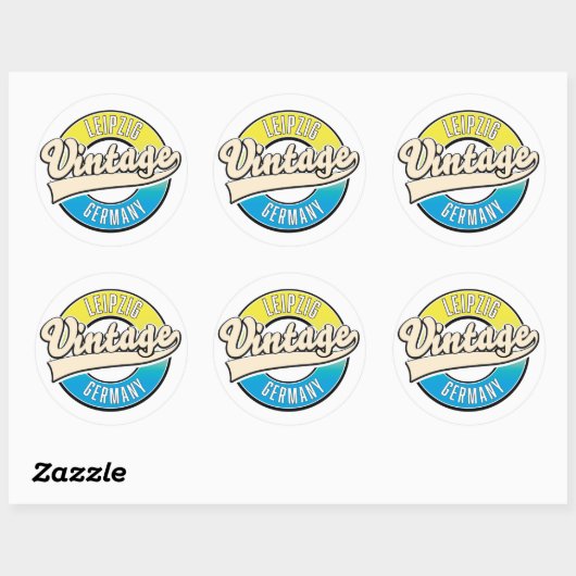Leipzig vintage stijl logo. ronde sticker (Vel)