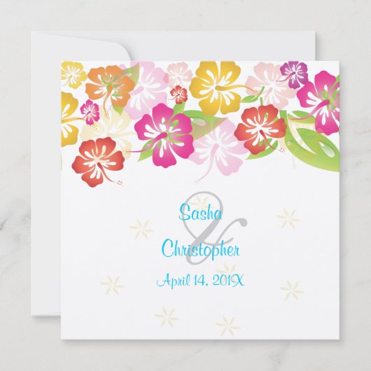 Leis/Luau/hibiscus Wedding Invitations Kaart (Voorkant)