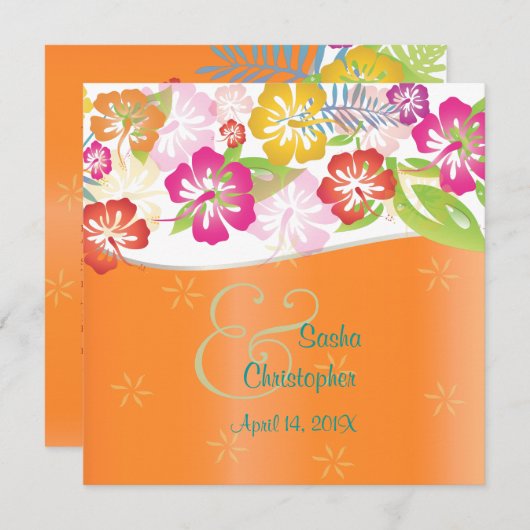 Leis/Luau/hibiscus Wedding Invitations Kaart (Voorkant / Achterkant)