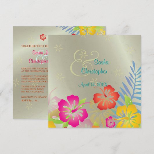 Leis/Luau/hibiscus Wedding Invitations Kaart (Voorkant / Achterkant)