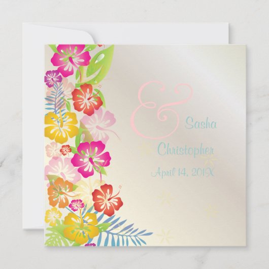 LEIS/LUAU/HIBISCUS WEDDING INVITATIONS KAART (Voorkant)