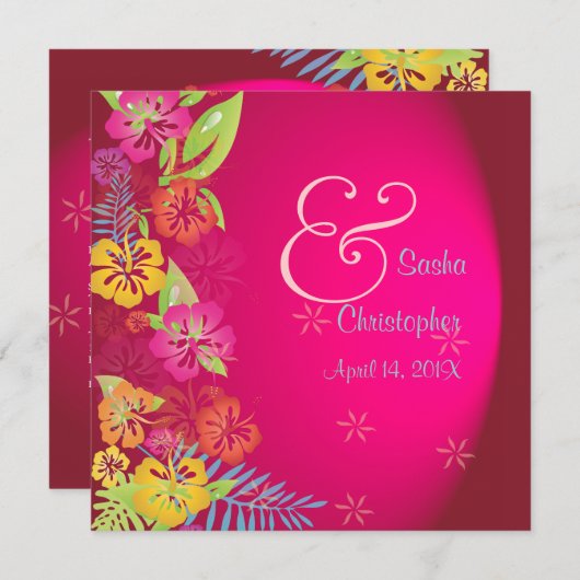 Leis/Luau/hibiscus Wedding Invitations Kaart (Voorkant / Achterkant)
