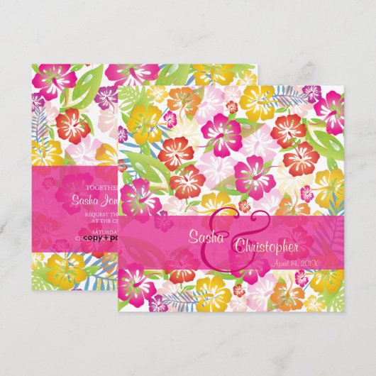 Leis/Luau/hibiscusWedding-uitnodigingen Kaart (Voorkant / Achterkant)