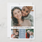 Leistblauw 3 Foto Collage Modern sparen de Datum Save The Date (Voorkant)