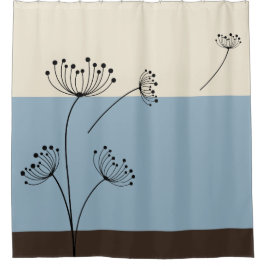 Leistblauw, eiwit en bruine wilde bloem douchegordijn