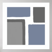 Leistblauw en grijs minimalistisch kleurenblok poster (Voorkant)