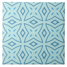 Leistblauw en Icy Aqua Geometric Cross Pattern Tegeltje