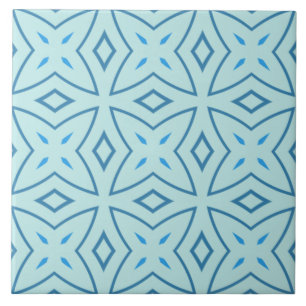 Leistblauw en Icy Aqua Geometric Cross Pattern Tegeltje