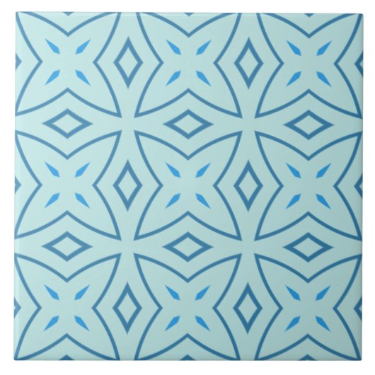 Leistblauw en Icy Aqua Geometric Cross Pattern Tegeltje (Voorkant)