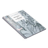 Leistblauw en zwarte roze minimalistische marmer notitieboek (Rechterzijde)