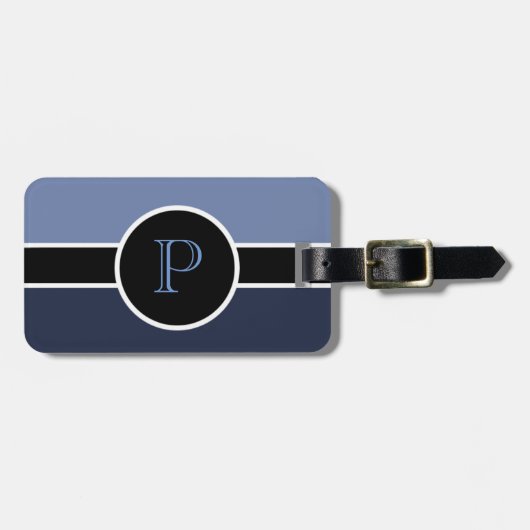 Leistblauw Monogram Initiaal Moderne Chic Travel B Bagagelabel (Voorkant horizontaal)