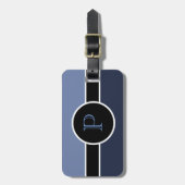 Leistblauw Monogram Initiaal Moderne Chic Travel B Bagagelabel (Voorkant verticaal)