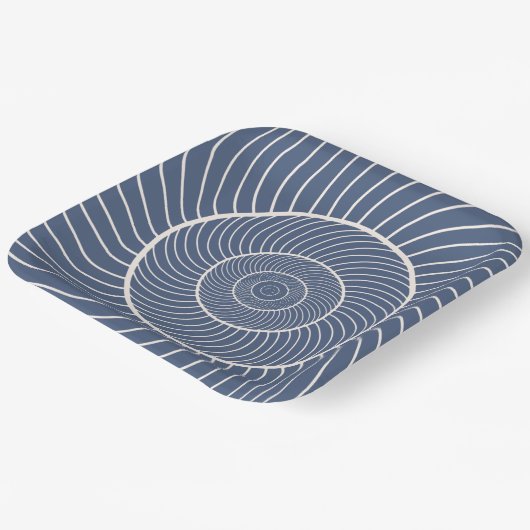 Leistblauwe crème spirale slak fibonacci papier pl papieren bordje (Gebogen)