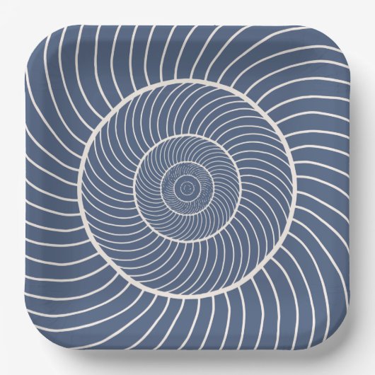 Leistblauwe crème spirale slak fibonacci papier pl papieren bordje (Voorkant)