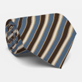 Leiste blau espresso crème streep stropdas (Opgerold)