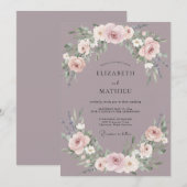 Leiste Bleke Blush Ranunculus Eucalyptus Bruiloft Kaart (Voorkant / Achterkant)