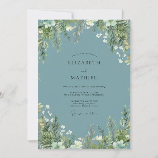Leiste Eucalyptus Bruiloft Kaart (Voorkant)