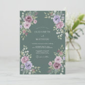 Leiste Lavendel Ranunculus Eucalyptus Bruiloft Kaart (Staand voorkant)
