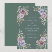 Leiste Lavendel Ranunculus Eucalyptus Bruiloft Kaart (Voorkant / Achterkant)