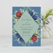 Leiste Tropicale Protea Eucalyptus Bruiloft Kaart (Staand voorkant)
