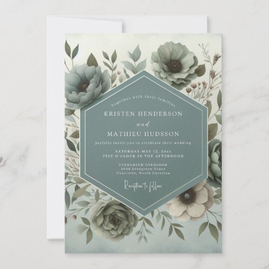 Leiste verouderde botanische bruiloft kaart (Voorkant)