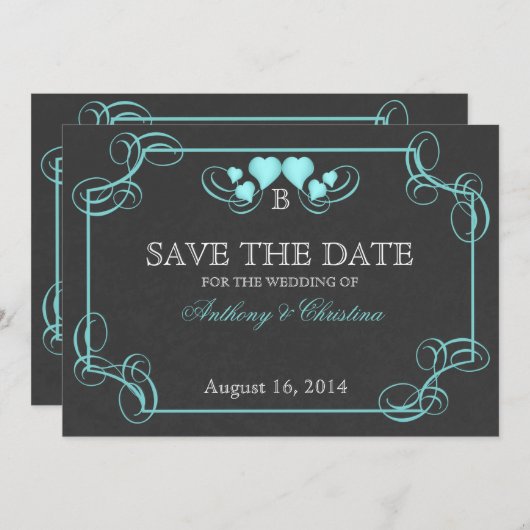  leisteen Bewaar de datum Save The Date (Voorkant / Achterkant)