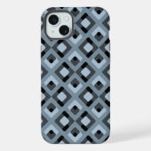 Leisteen Blauw Grijs Zwart Mideeuw Vierkanten Patr iPhone Hoesje (Achterkant)