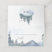 Leisteen Blauwe Bergen Bos Bruiloft Monogrammed Plaatskaartje (Buitenkant ongevouwen)