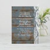  leisteen blauwe schors - lace - bruiloft kaart (Staand voorkant)