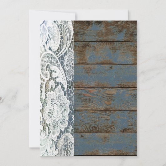  leisteen blauwe schors - lace - bruiloft kaart (Achterkant)